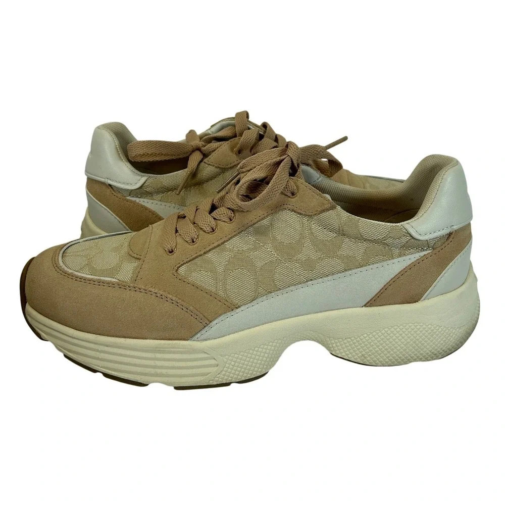 Coach C152 Sig Tech Runner Light Khaki Chalk G5057 Womens 11 B Sneaker